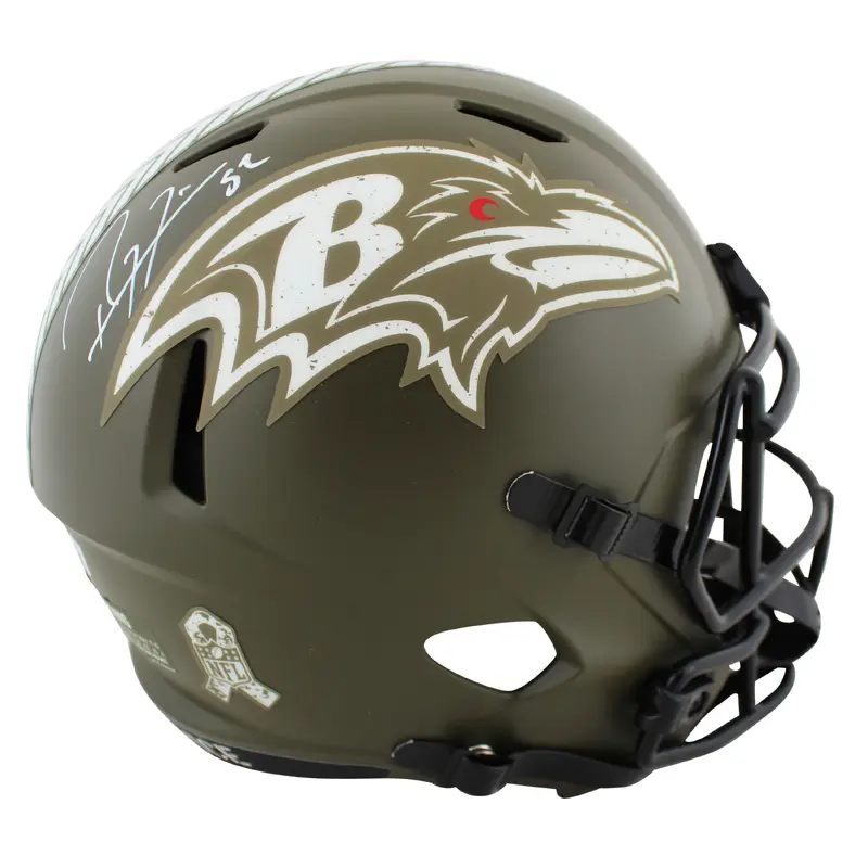 Ravens Ray Lewis Signed Salute To Service Full Size Speed Rep Helmet BAS Witness