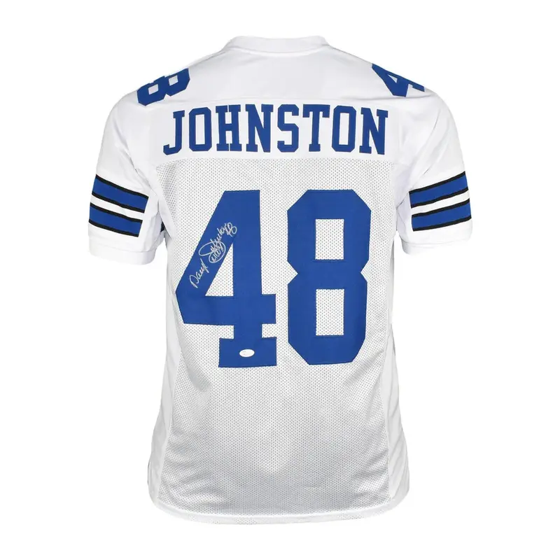 Daryl "Moose" Johnston Autographed Dallas (White #48) Custom Jersey - JSA