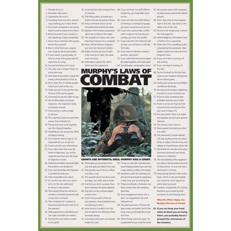 Murphy's Laws of Combat American Military Poster - American Image Coll.