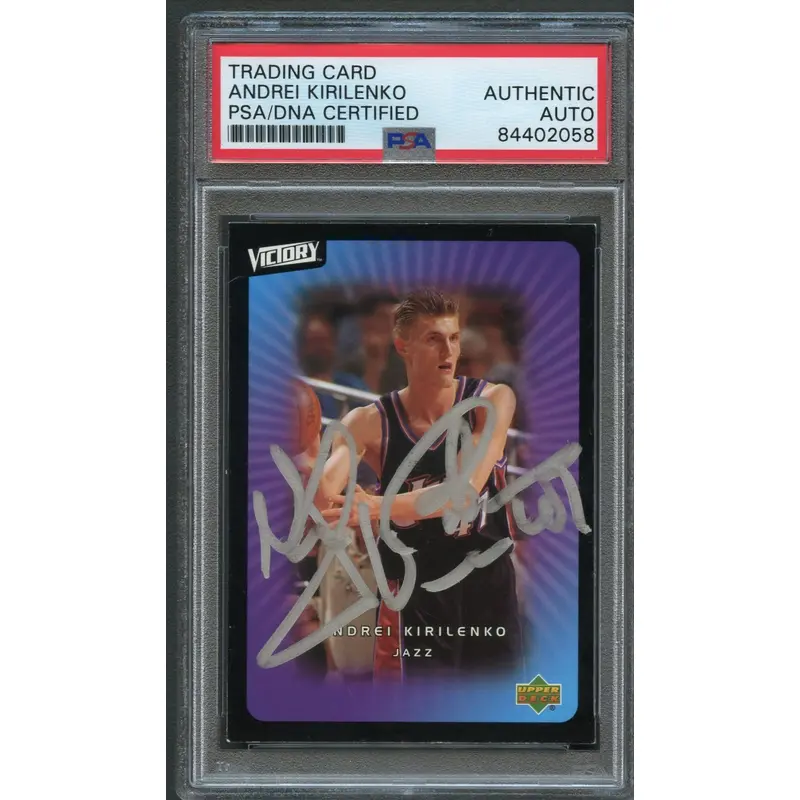 2003-04 Upper Deck Victory #97 Andrei Kirilenko Signed Card AUTO PSA Slabbed