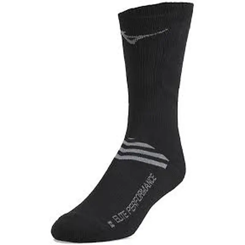 New Mizuno Runbird Crew Sock Black Size Large
