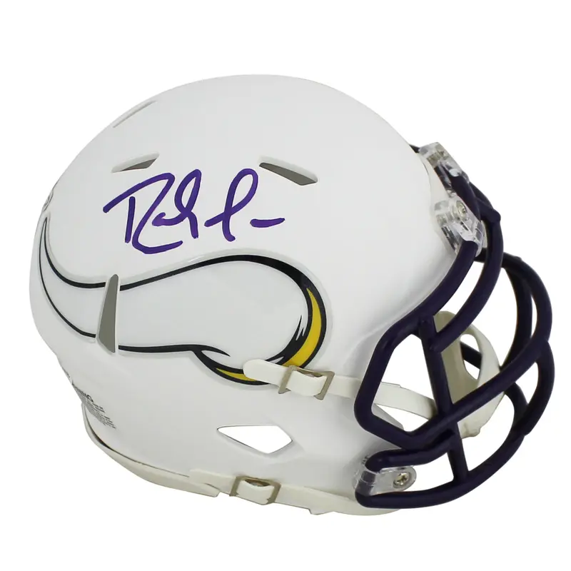Vikings Randy Moss Authentic Signed Flat White Speed Mini Helmet BAS Witnessed