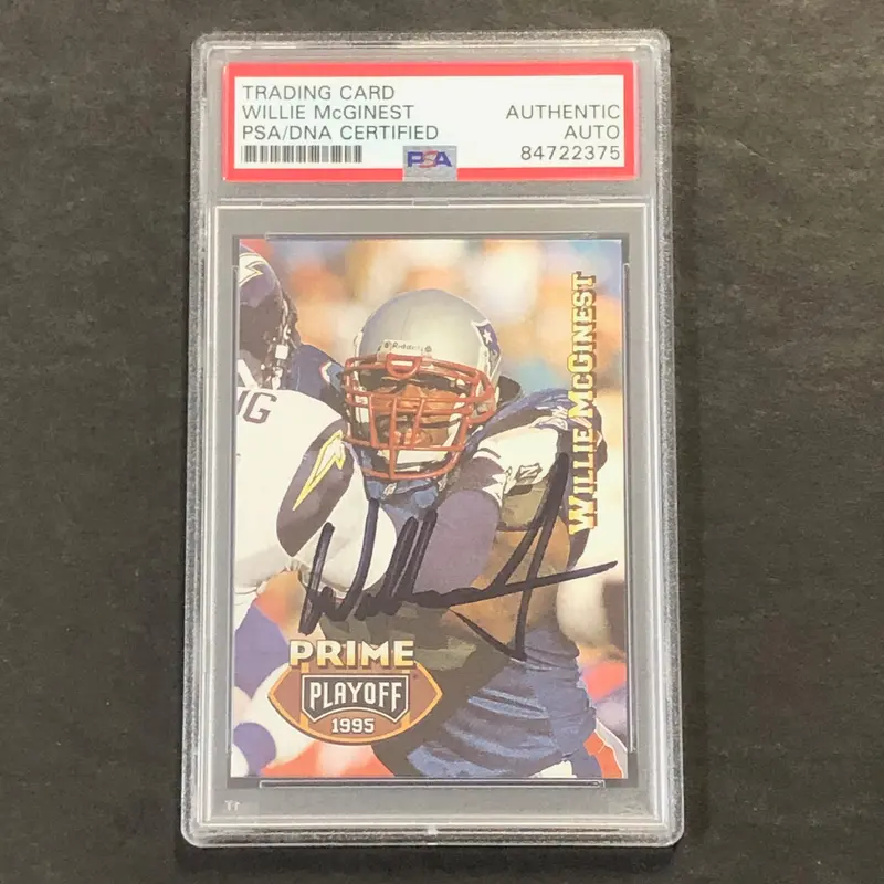1995 Prime Playoff #42 Willie McGinest Signed Card AUTO PSA Slabbed Patriots