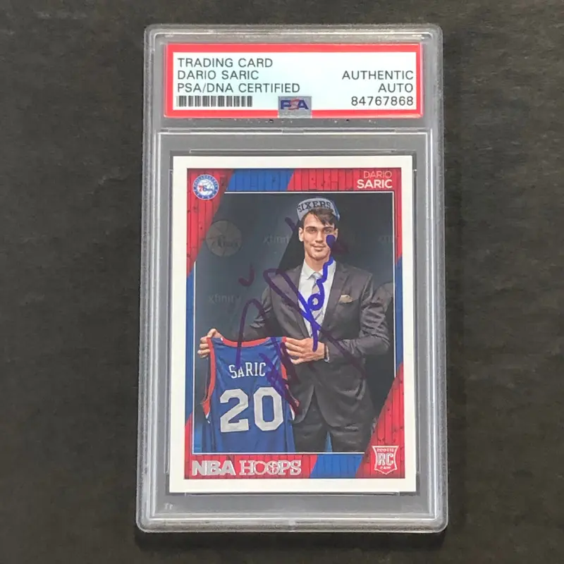 2016-17 NBA Hoops #299 Dario Saric Signed Card AUTO PSA Slabbed Philadelphia 76ers