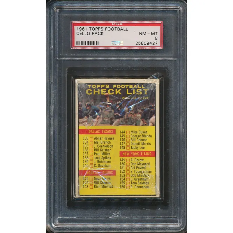 1961 Topps Football Unopened Cello Pack PSA 8
