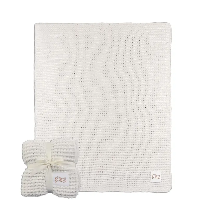 Just a Girl Good Vibes Only Cable Knit Throw 50x60