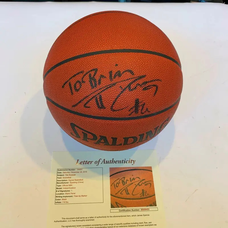 Tim Duncan Signed Official NBA Spalding Basketball With JSA COA Spurs