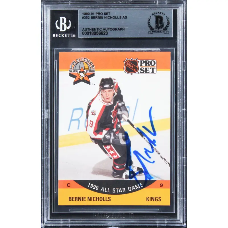 Kings Bernie Nicholls Authentic Signed 1990 Pro Set #352 Card BAS Slabbed