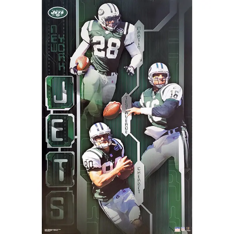 New York Jets "Three Stars" Poster (Curtis Martin, Chrebet, Testaverde) - Starline 2001