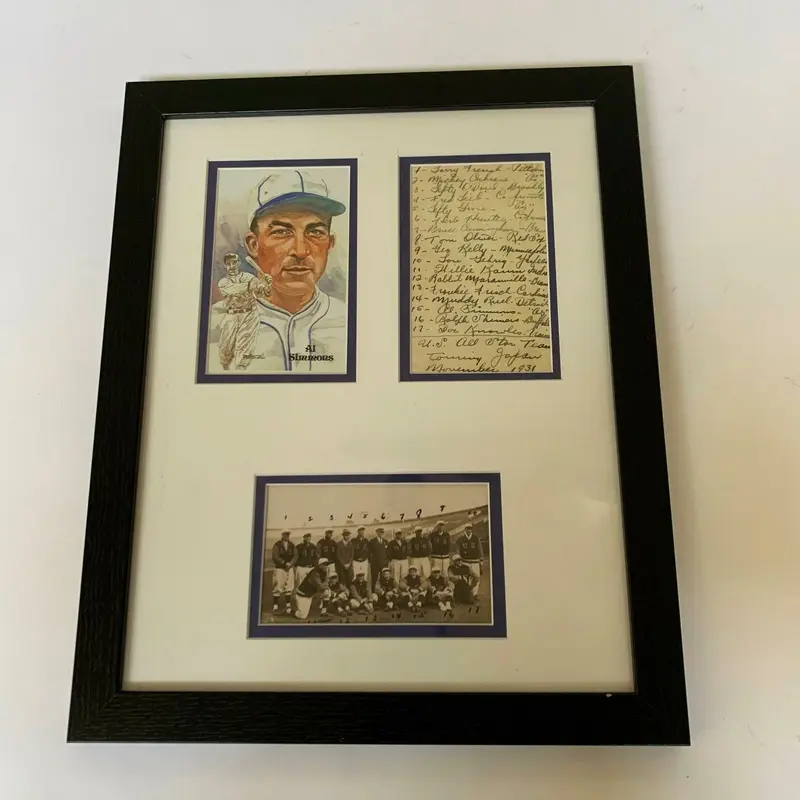 Al Simmons Signed Original 1931 Tour Of Japan Postcard W/ Handwritten Lineup JSA