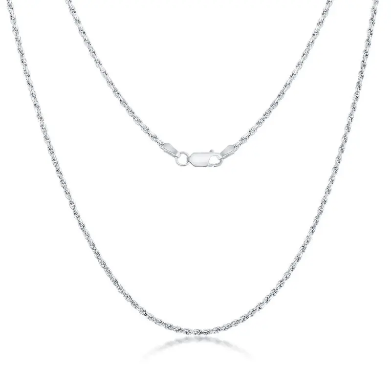 Sterling Silver 2mm Rhodium Rope Chain - Rhodium Plated