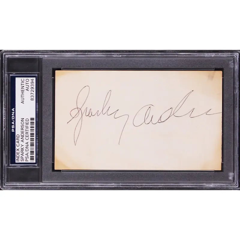 Tigers Sparky Anderson Authentic Signed 3x5 Index Card PSA/DNA Slabbed