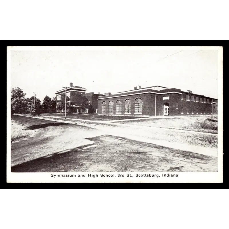 Vintage Scottsburg, Indiana HS Gymnasium Postcard