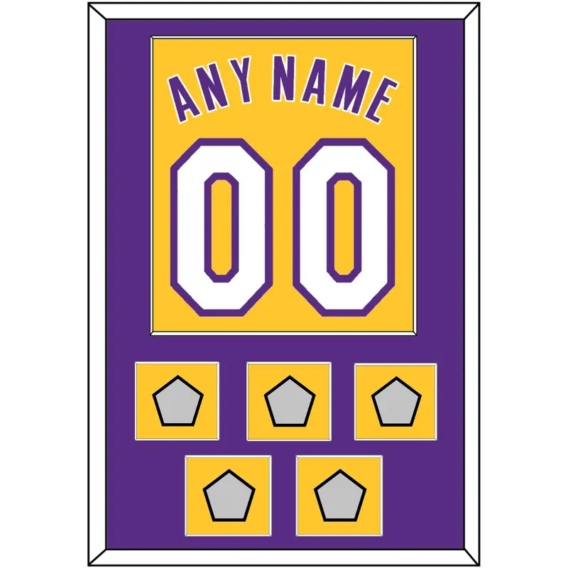 Los Angeles Name & Number With 5 Trophy Patches - Home Yellow (1999-2018) - Single Mat 2