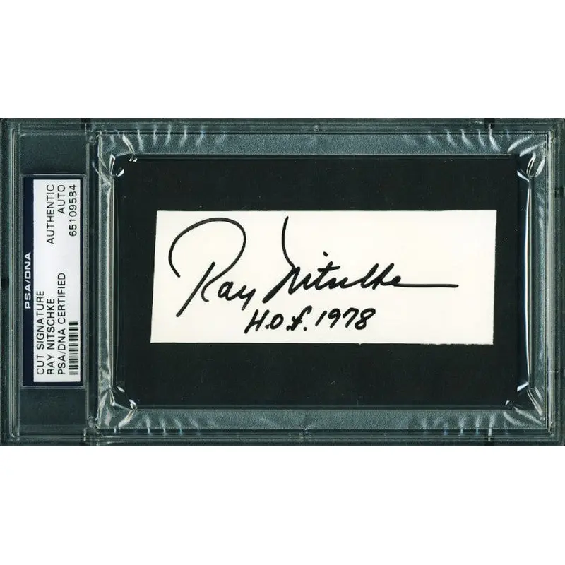 Packers Ray Nitschke 'HOF 1978' Authentic Signed 1.75X4.25 Cut PSA/DNA Slabbed