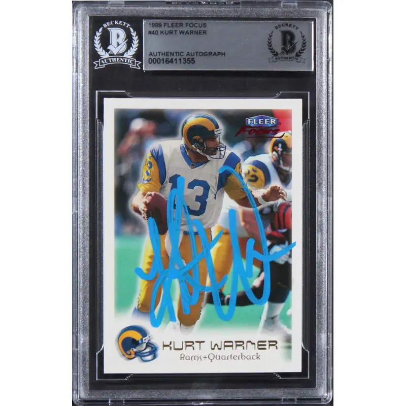 Rams Kurt Warner Authentic Signed 1999 Fleer Focus #40 Card BAS Slabbed