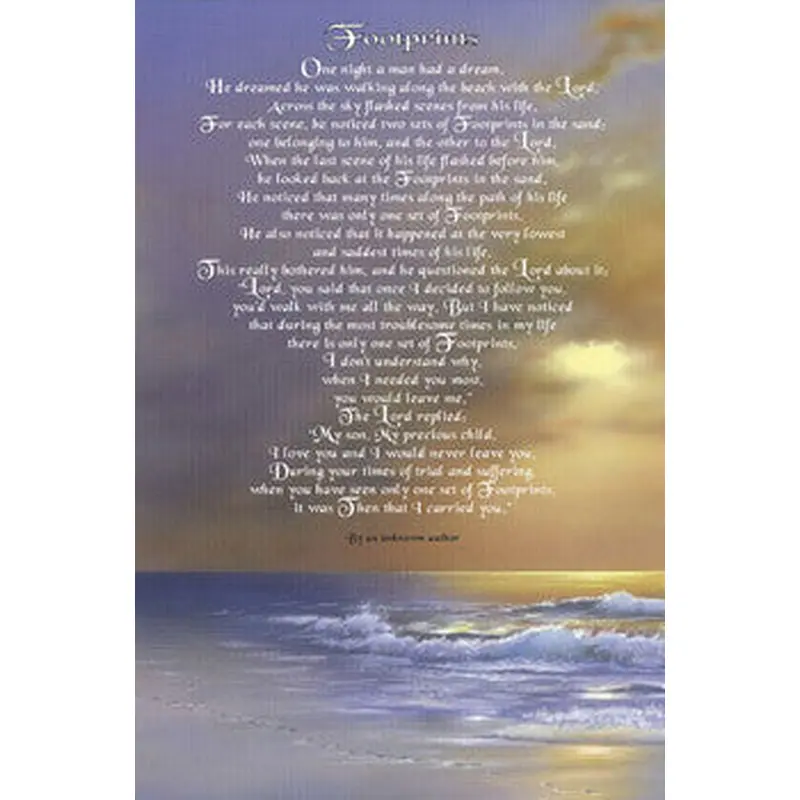 Footprints In The Sand (Religious Motivational Poster) - Wizard & Genius