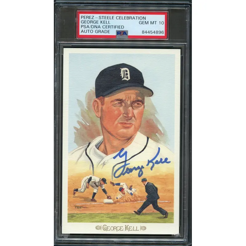 George Kell Signed Postcard PSA/DNA Auto 10 Slabbed Autographed Tigers