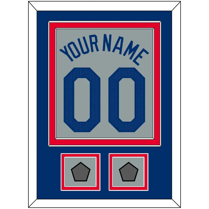 Los Angeles Name, Number & 2 World Series Champions Patches - Road Gray - Double Mat 2