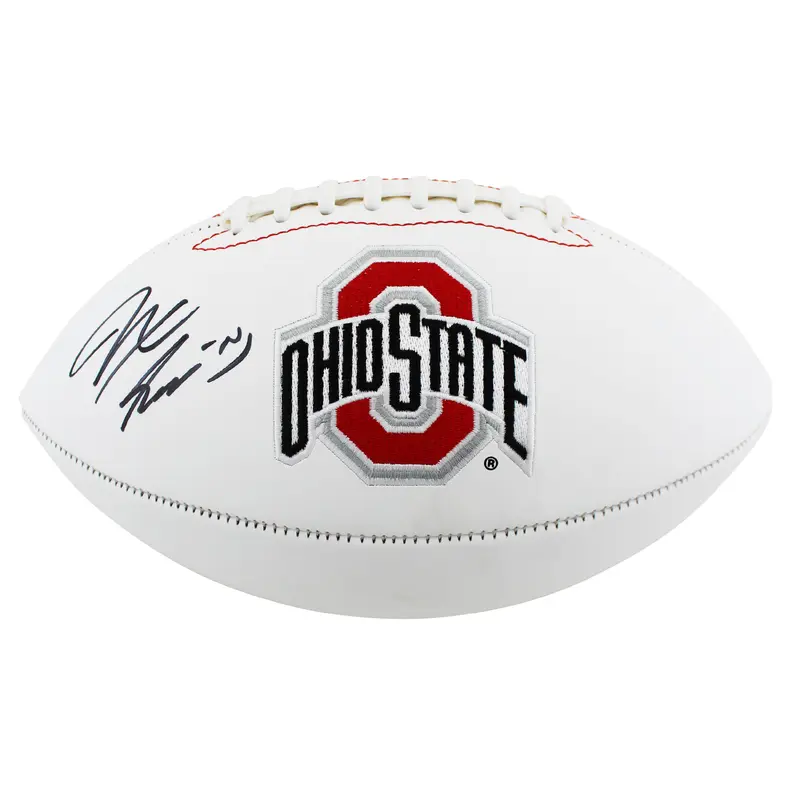 Ohio State Jaxon Smith-Njigba Authentic Signed White Panel Logo Football BAS
