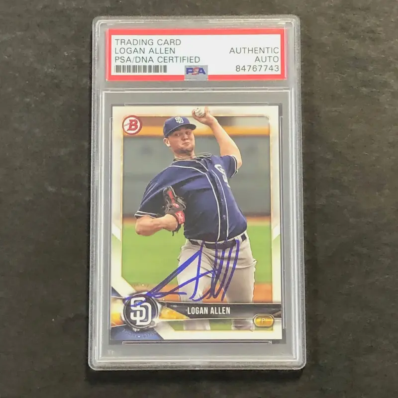 2018 Bowman Prospect #BP99 Logan Allen Signed Card PSA Slabbed Auto Padres