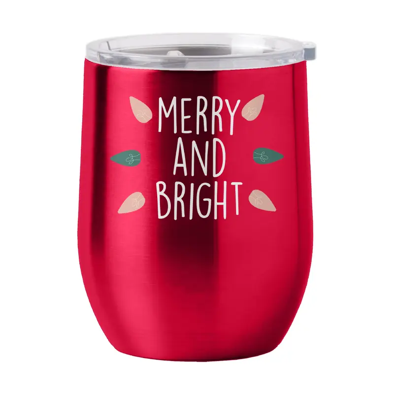 Christmas Merry and Bright 16oz Stainless Curved Beverage