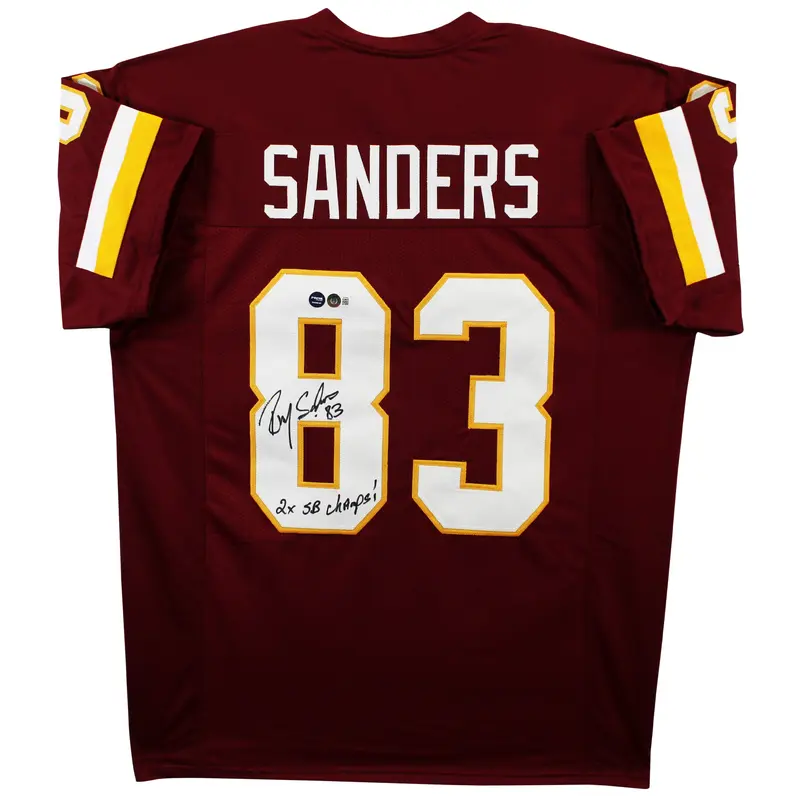 Rickey Sanders "2x SB Champ" Authentic Signed Maroon Pro Style Jersey BAS Wit