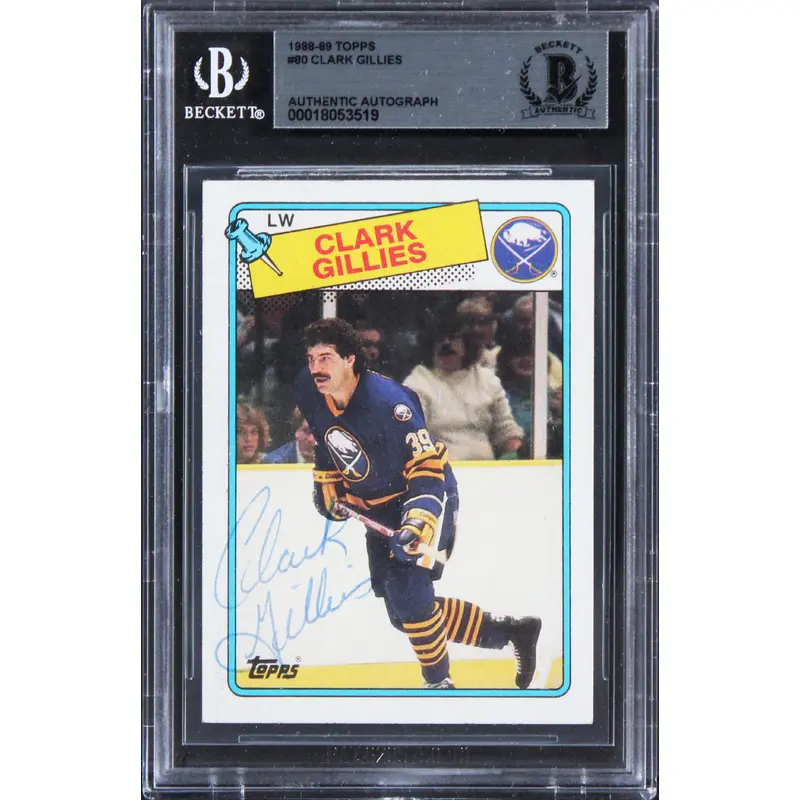 Sabres Clark Gillies Authentic Signed 1988 Topps #80 Card BAS Slabbed