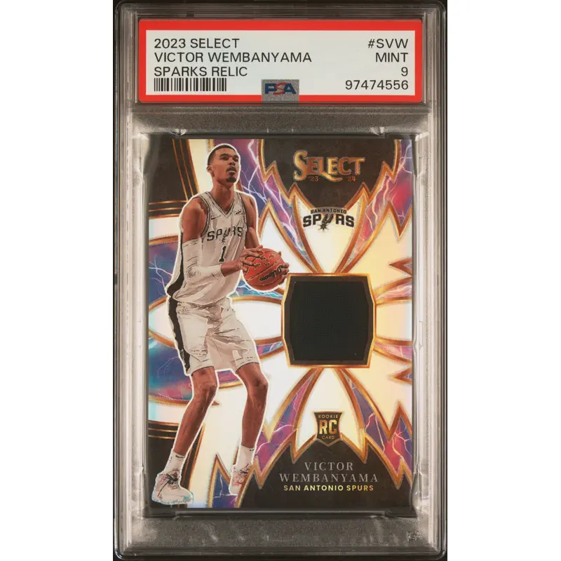 Victor Wembanyama 2023 Panini Select Sparks Relic PSA 9 Mint