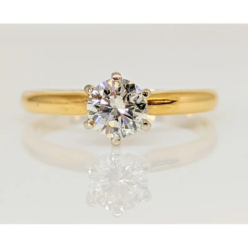 14K .48 CARAT TOTAL I1 I DIAMOND ROUND SOLITARE ESTATE RING 2.0 GRAMS
