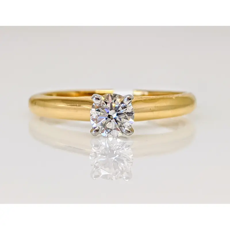 14K .32 CARAT TOTAL SI2 F-G DIAMOND ROUND SOLITAIRE ESTATE RING 2.2 GRAMS