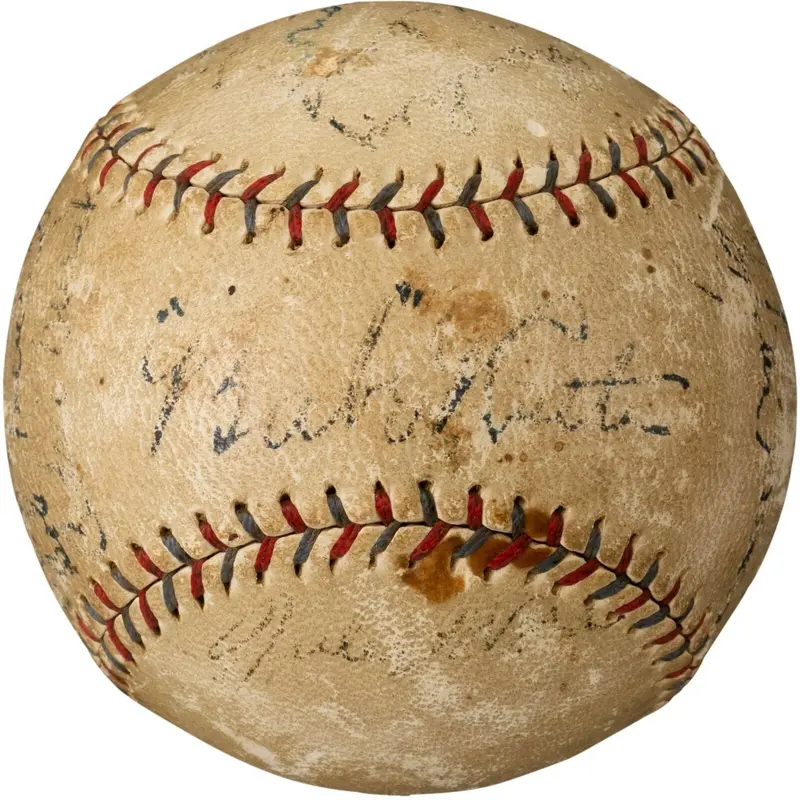 1927 New York Yankees Team Signed Baseball Babe Ruth & Lou Gehrig PSA DNA COA