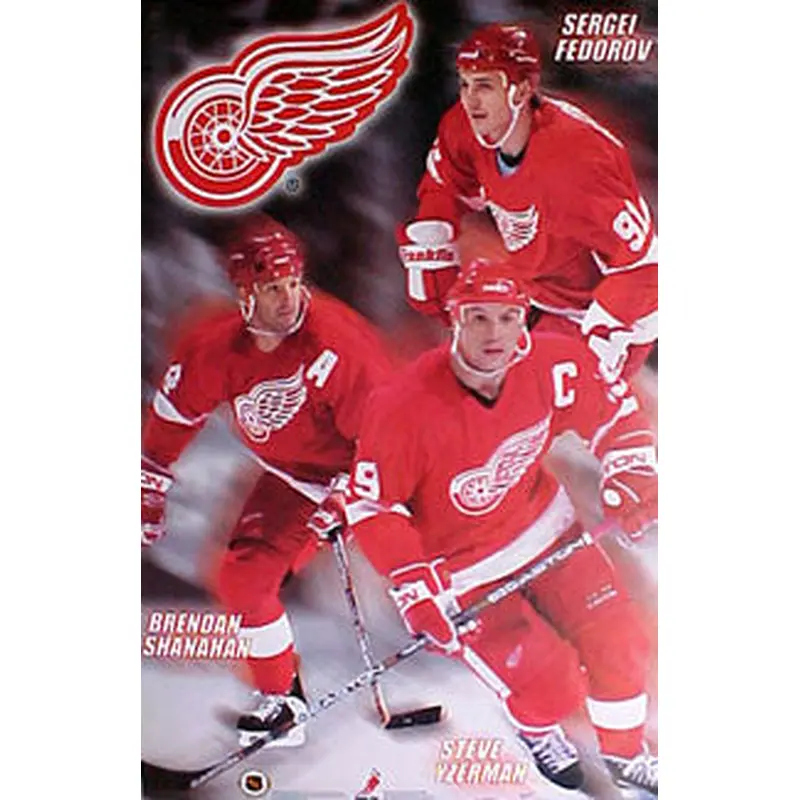 Detroit Red Wings "Three Stars" Poster (Yzerman, Fedorov, Shanahan) - T.I.L. 2000