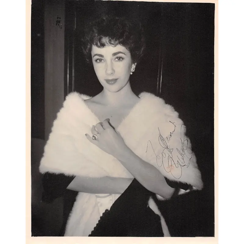 Elizabeth Taylor "To Grant" Authentic Signed 8x10 Vintage B&W Photo BAS #A86107