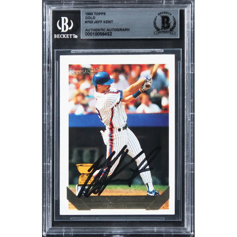 Mets Jeff Kent Authentic Signed 1993 Topps Gold #703 Card BAS Slabbed