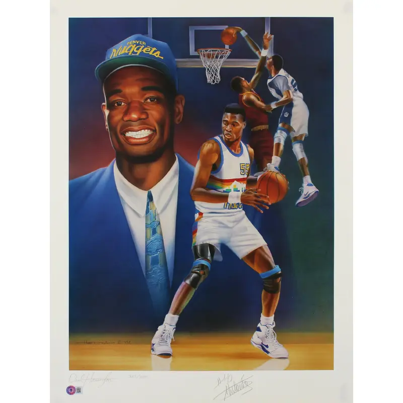 Nuggets Dikembe Mutumbo Signed 20x26.5 Lithograph LE #382/500 BAS #BJ06317