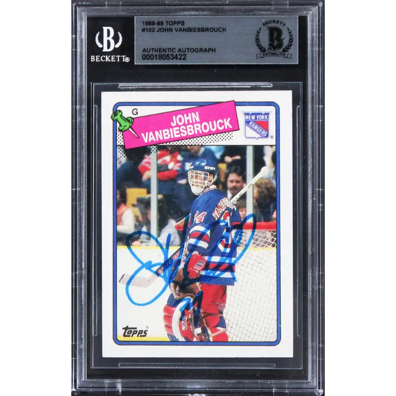 Rangers John Vanbiesbrouck Authentic Signed 1988 Topps #102 Card BAS Slabbed 1
