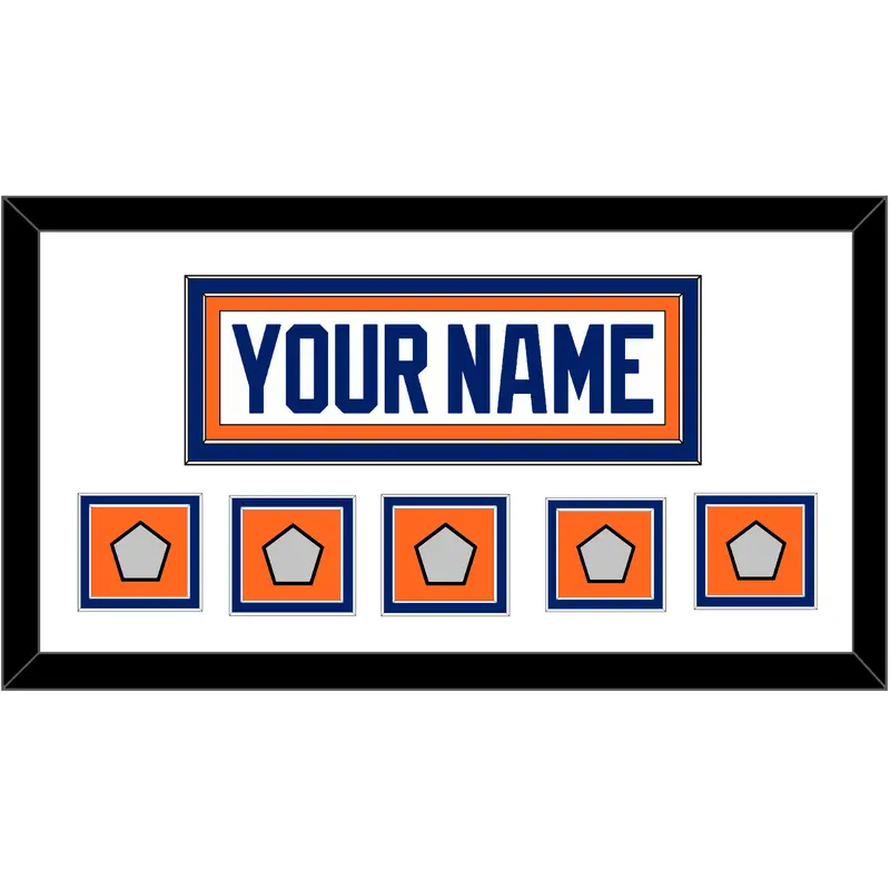 Edmonton Nameplate & 5 Stanley Cup Champions Patches - Home White (1981-1994) - Double Mat 1
