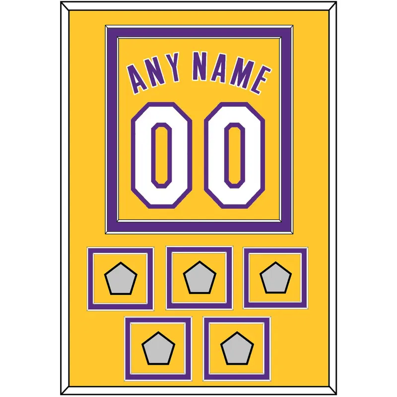 Los Angeles Name & Number With 5 Finals Patches - Home Yellow (1999-2018) - Double Mat 2