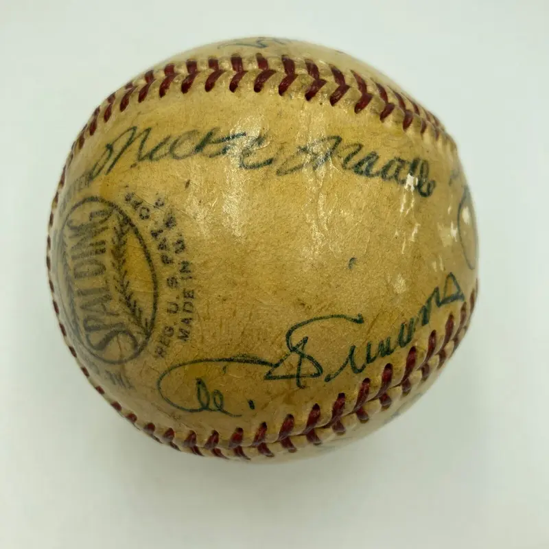 1955 Yankees Old Timers Day Signed Baseball Mickey Mantle Al Simmons JSA COA