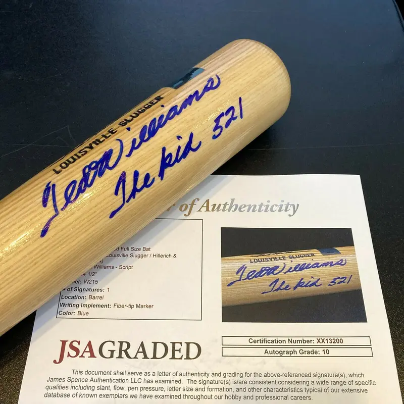 Stunning Ted Williams "The Kid 521" Signed Game Model Bat JSA Graded GEM MINT 10
