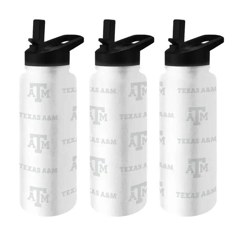 Texas A&M White 34oz Repeating Quencher Bottle w/ 6pk Stickers