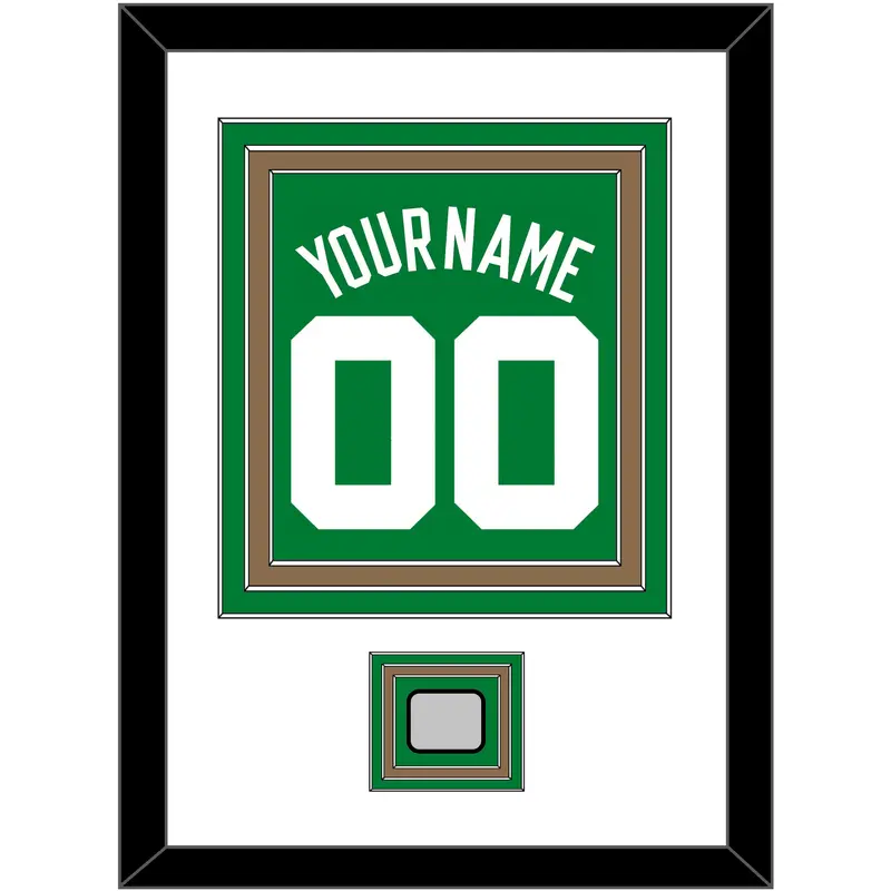 Boston Name & Number With Champions Patch - Road Green (1972-2018) - Triple Mat 1