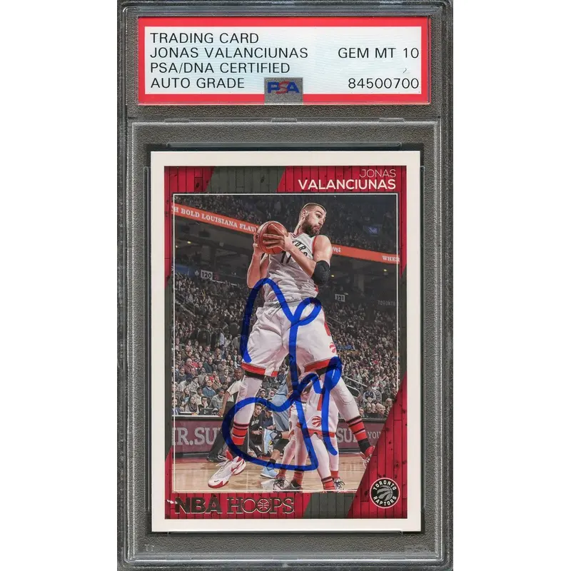2016-17 NBA Hoops #112 Jonas Valanciunas Signed Card AUTO 10 PSA Slabbed Raptors