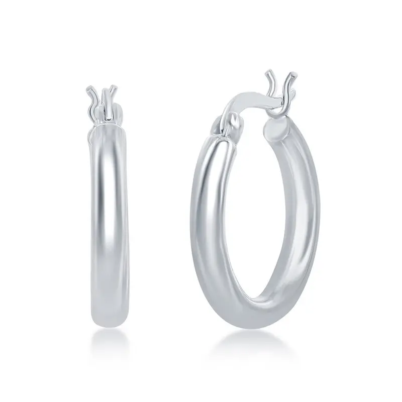 Sterling Silver 3x20mm High-Polished Hoop Earrings