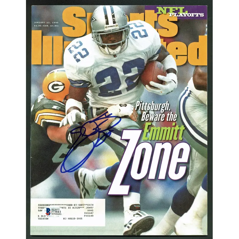 Cowboys Emmitt Smith Signed 1996 Sports Illustrated BAS Witnessed #J73843