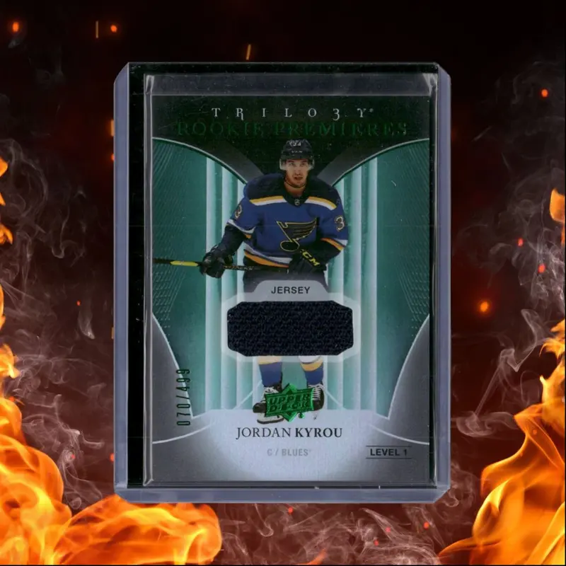 2018-19 Upper Deck Trilogy Jordan Kyrou Premieres Green Level 1 Jersey Rookie