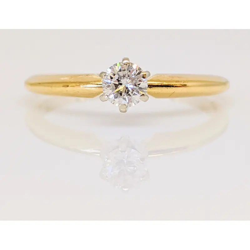 14K .27 CARAT TOTAL I1 G DIAMOND ROUND SOLITAIRE ESTATE RING 2.3 GRAMS