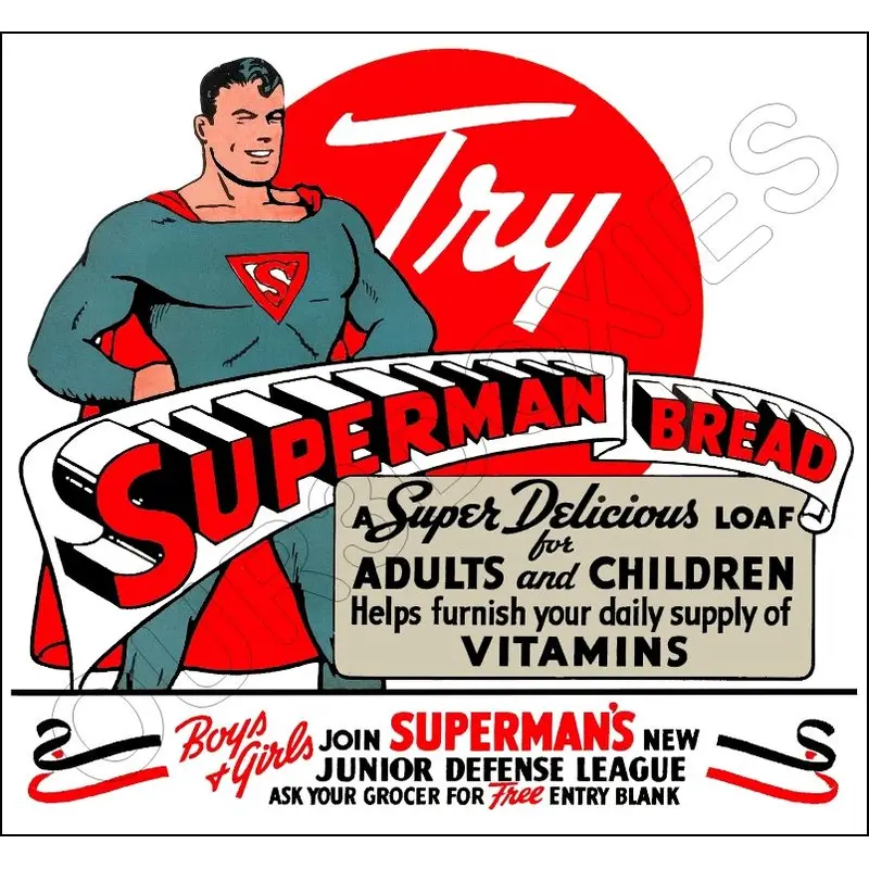 1941 Superman Bread Store Counter Standup Sign - Junior Defense League - 2611