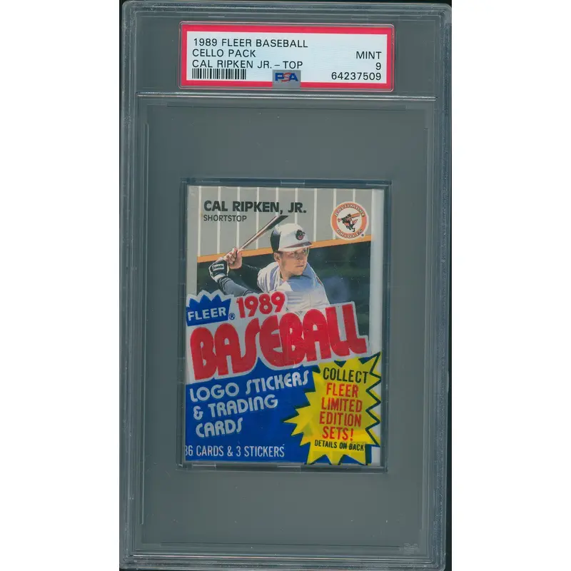 1989 Fleer Baseball Unopened Cello Pack PSA 9 Cal Ripken Jr. Top *7509